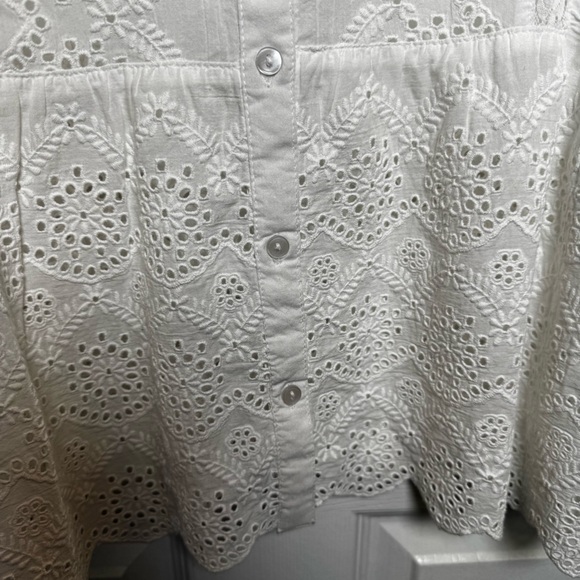 Sundance Art of Eyelet 100% Cotton Top XL Boho Prairie Coastal Lace Peplum NWOT - Picture 8 of 13